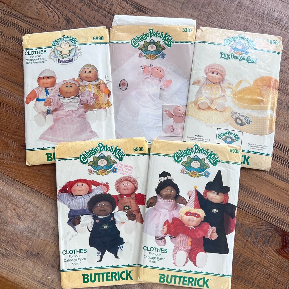 Vintage 1984–1985 Cabbage Patch Kids Doll Clothes 5 Patterns | 16” & Preemie